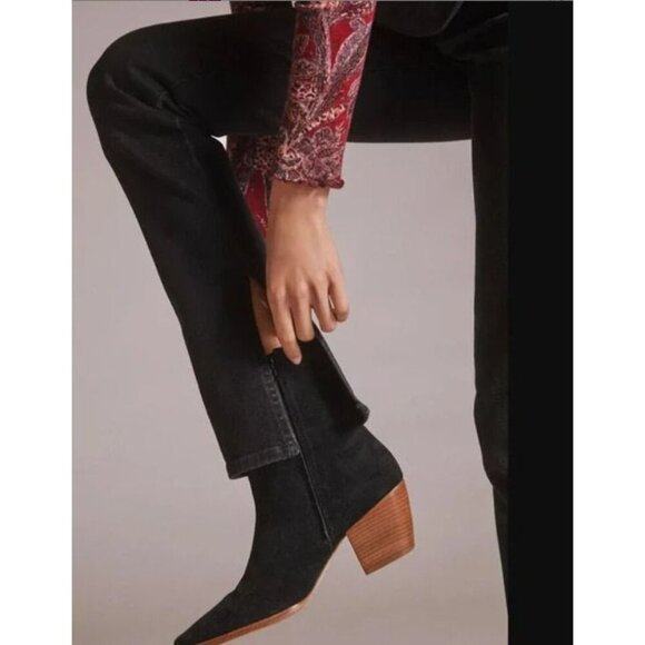 Anthropologie Pilcro Split Hem Straight Leg Jeans Women's 31‎ High Rise Black - Picture 14 of 16